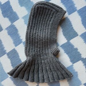 Gray Ribbed Knit Balaclava